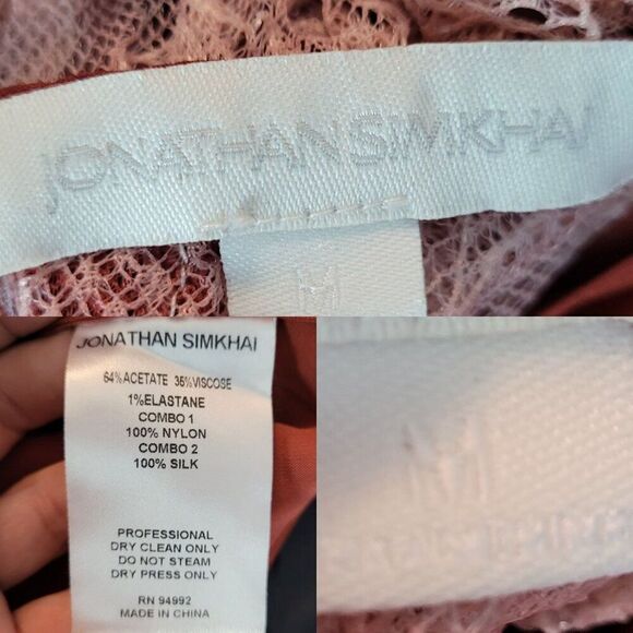 Jonathan Simkhai Feminine Ruffled Lace Top Blouse Sz M Rust Sheer Sleeveless - Picture 3 of 11